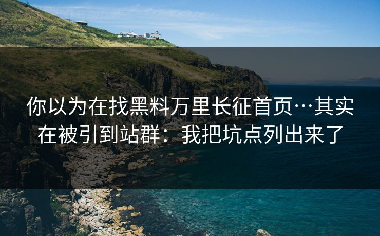 你以为在找黑料万里长征首页…其实在被引到站群：我把坑点列出来了