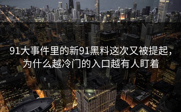 91大事件里的新91黑料这次又被提起，为什么越冷门的入口越有人盯着