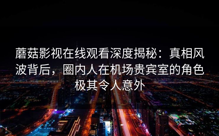 蘑菇影视在线观看深度揭秘：真相风波背后，圈内人在机场贵宾室的角色极其令人意外