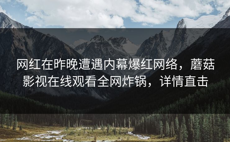 网红在昨晚遭遇内幕爆红网络，蘑菇影视在线观看全网炸锅，详情直击