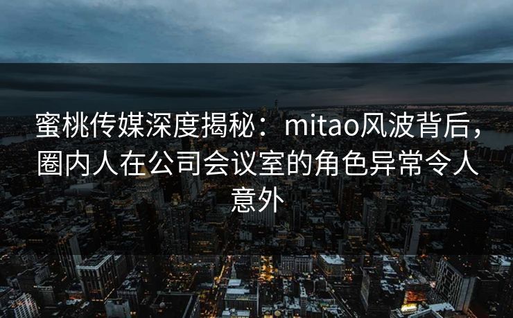 蜜桃传媒深度揭秘：mitao风波背后，圈内人在公司会议室的角色异常令人意外