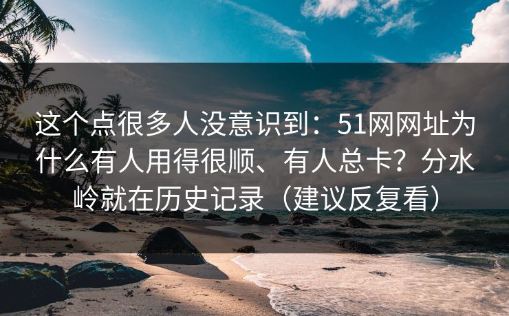 这个点很多人没意识到：51网网址为什么有人用得很顺、有人总卡？分水岭就在历史记录（建议反复看）